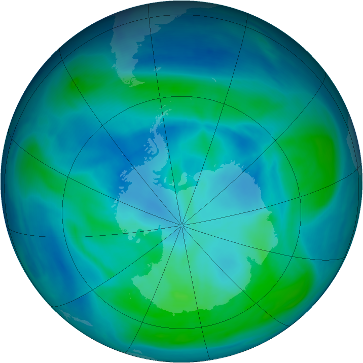 Antarctic ozone map for 20 February 2006